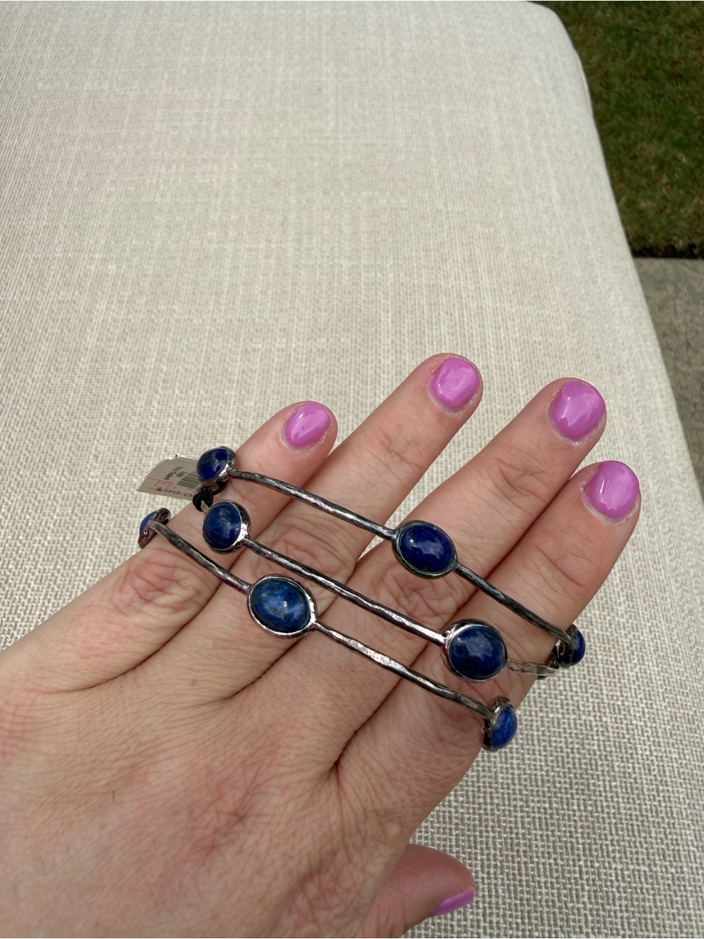 Talbots Silver-Tone Cuff Bracelet with Deep Blue Stones